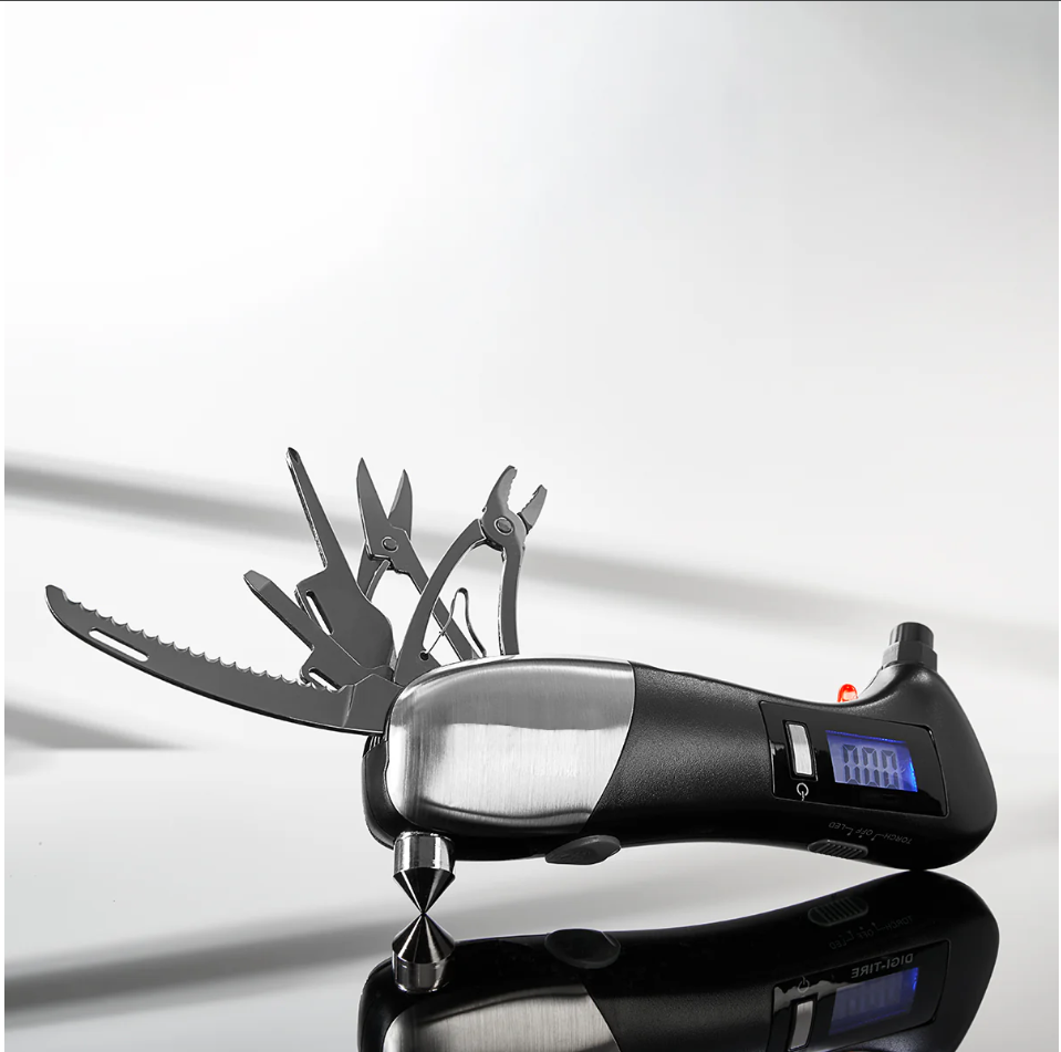 Car Emergency Tool with Digital Tire Gauge by ACTIVE PLUSE